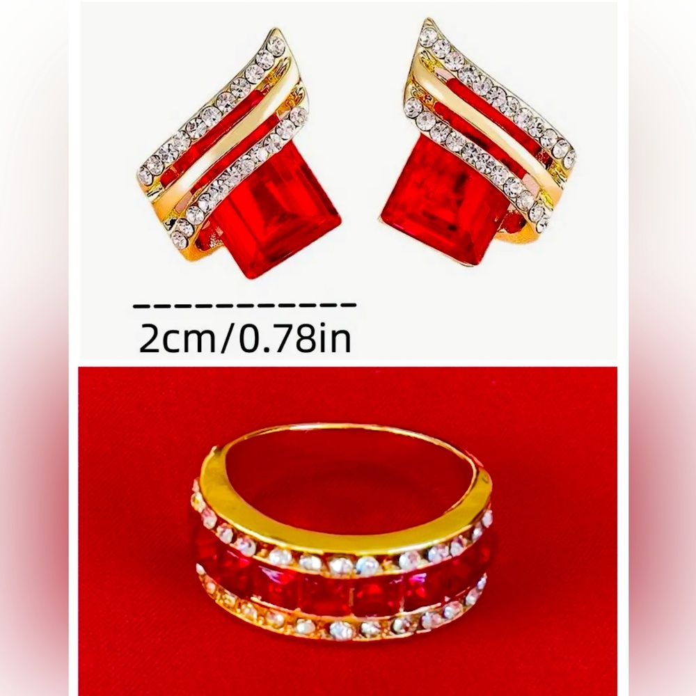 Gold-plated Zirconia Promise Ring and Earrings